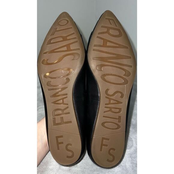 Women’s Black Leather Franco Sarto Pointed Ballet Flats US 7 EU 37 - Picture 7 of 9